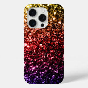 Funda Para iPhone 15 Pro Purpurina falso de color arcoiris chispeando