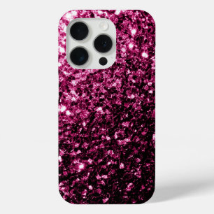 Funda Para iPhone 15 Pro Purpurina falso rosado oscuro chispeando