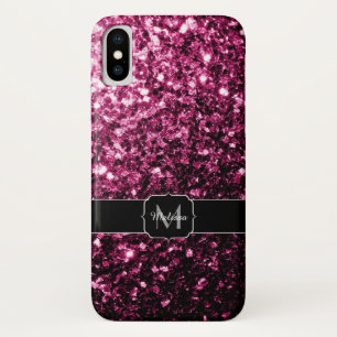 Funda Para iPhone X Purpurina fino y brillante rosa oscuro brillante b