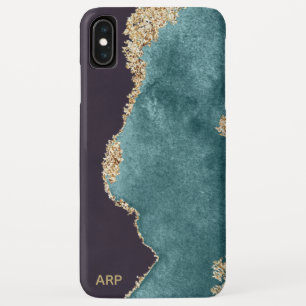 Funda Para iPhone XS Max *~* Purpurina Geode Gold del Agate Verde azulado N