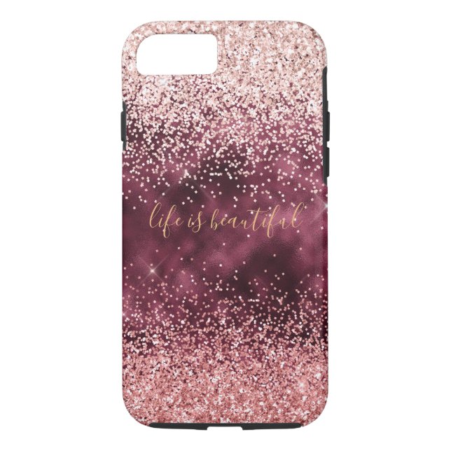 Funda De Case-Mate Para iPhone Purpurina Glitzy Rosa (Reverso)