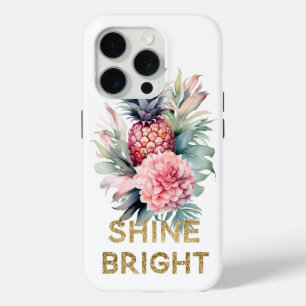 Funda Para iPhone 15 Pro Purpurina Gold Shine Pineapple