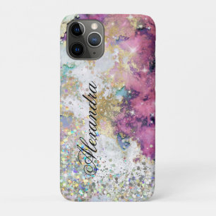 Funda Para iPhone 11 Pro Purpurina holográfico Marble rosa de oro único