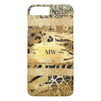 Funda Para iPhone 8 Plus/7 Plus Purpurina inicial del patrón de piel animal de Saf