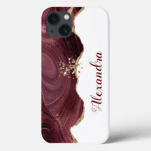 Funda Para iPhone 13 Purpurina maroon burgundy con nombres Funda-Mate i