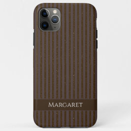 Funda Para iPhone 11 Pro Max Purpurina marrón | Monograma Inicial Minimalista M