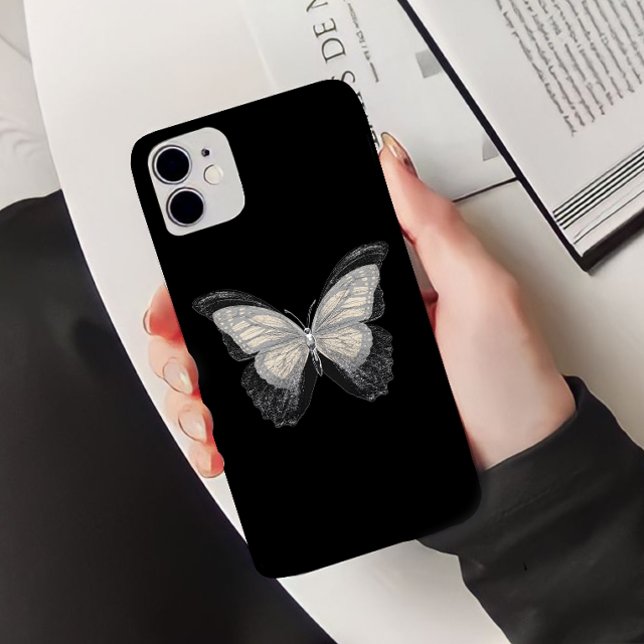 Funda De Case-Mate Para iPhone Purpurina negro mariposa (Subido por el creador)