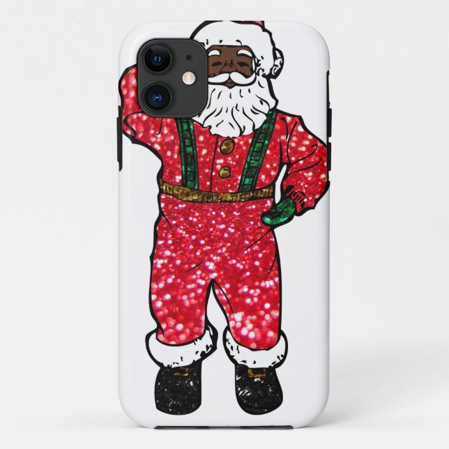 Funda De Case-Mate Para iPhone purpurina negro santa claus (Reverso)