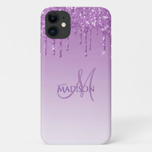 Funda Para iPhone 11 Purpurina Nombre púrpura Sparkles Glam Girly Bonit