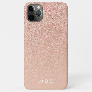 Funda Para iPhone 11 Pro Max Purpurina personalizado de monograma moderno rosa