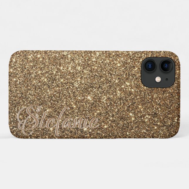 Funda De Case-Mate Para iPhone Purpurina personalizado Gold (Reverso (horizontal))