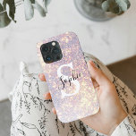 Funda Para iPhone 13 Pro Purpurina personalizado Monograma rosa<br><div class="desc">Muestra tu personalidad con este funda de iPhone 13 Pro, brillante y personalizado, que presenta un fondo brillante rosa falso purpurina, un análogo blanco negrita y un nombre cursivo elegante. Diseñado para mujeres y chicas elegantes que quieren un estuche de teléfono que se sienta único como son. Este duro estuche...</div>