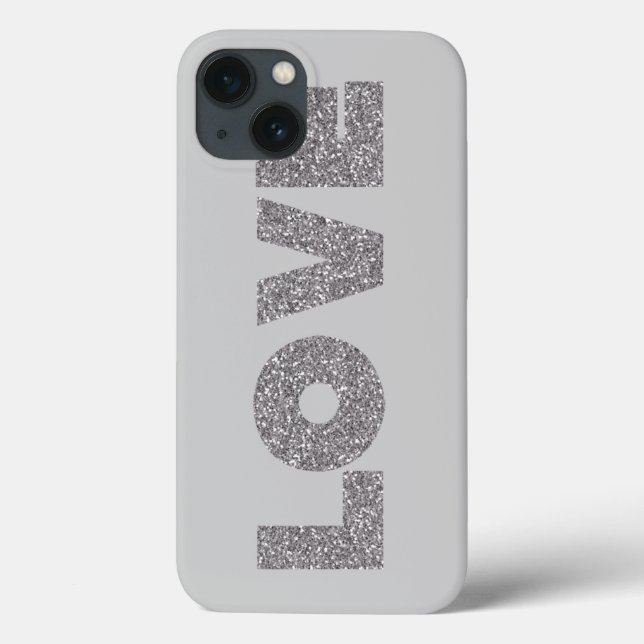 Funda De Case-Mate Para iPhone Purpurina plateado amor (Reverso)