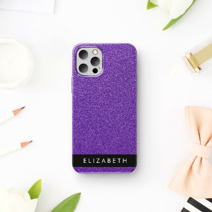 Funda Para iPhone 12 Pro Purpurina púrpura, fondo Purpurina, nombre