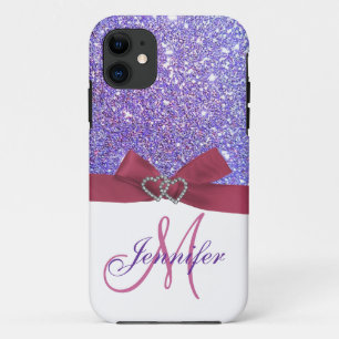 Funda Para iPhone 11 Purpurina púrpura personalizado, arco impreso