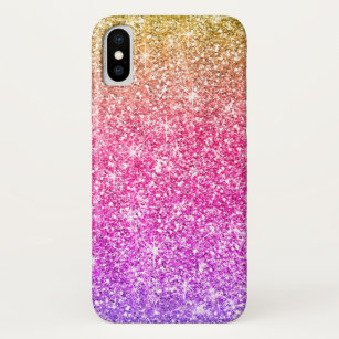 Funda Para iPhone X Purpurina púrpura rosado elegante de Ombre del oro