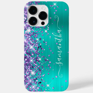 Funda Para iPhone 14 Pro Max De Case-Mate Purpurina púrpura Turquoise Glam Giram Signature