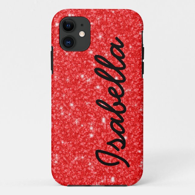 FUNDA DE Case-Mate PARA iPhone PURPURINA ROJO FEMENINO IMPRESO PERSONALIZADO (Reverso)