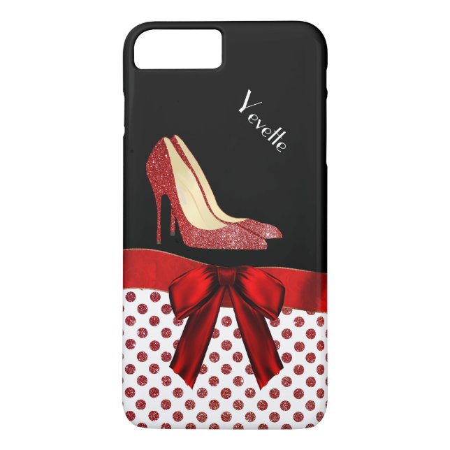 Funda De Case-Mate Para iPhone Purpurina rojo Moda Stilettos iPhone 7 Plus Funda (Reverso)