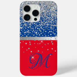 Funda Para iPhone 15 Pro Max Purpurina Rojo y Azul Monograma iPhone Sampsung fu