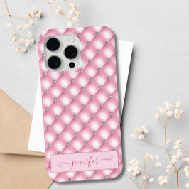 Funda Para iPhone 15 Pro Max Purpurina rosa de lujo moderno Rubor Moda de diama
