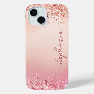 Funda Para iPhone 15 Purpurina rosa de Rubor personalizado