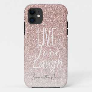 Funda Para iPhone 11 Purpurina Rosa Girly vive amor riéndose de motivac