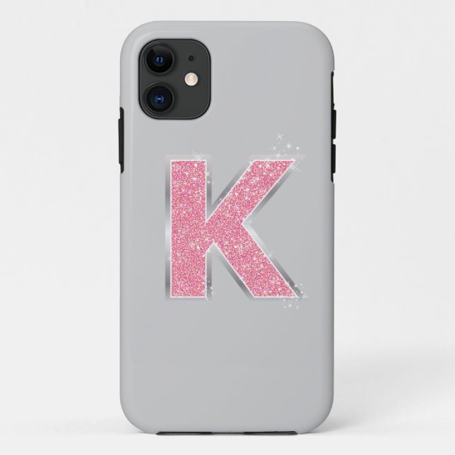 Funda De Case-Mate Para iPhone Purpurina rosa K (Reverso)