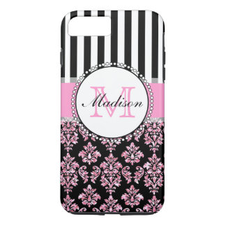 Funda Para iPhone 8 Plus/7 Plus Purpurina rosa moderno y moderno Damasco personali
