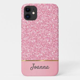 Funda Para iPhone 11 Purpurina rosa monogramado