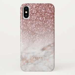 Funda Para iPhone X Purpurina Rosa-oro y Marble Ombre