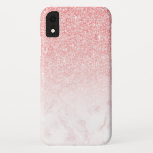 Funda Para iPhone XR Purpurina rosa y mármol rosa-dorado oscuro