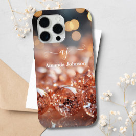 Funda Para iPhone 15 Pro Max Purpurina Rubor Rosa Gold Monogramado