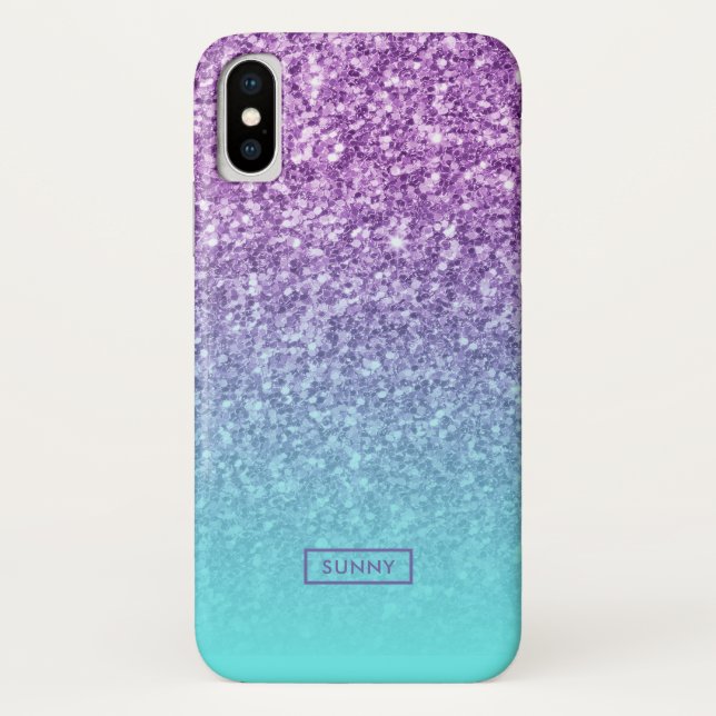 Funda De Case-Mate Para iPhone Purpurina Turquoise Ombre n.º 3 (Reverso)