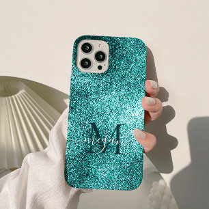 Funda Para iPhone 15 Pro Max Purpurina Verde azulado turquesa Personalizado esp