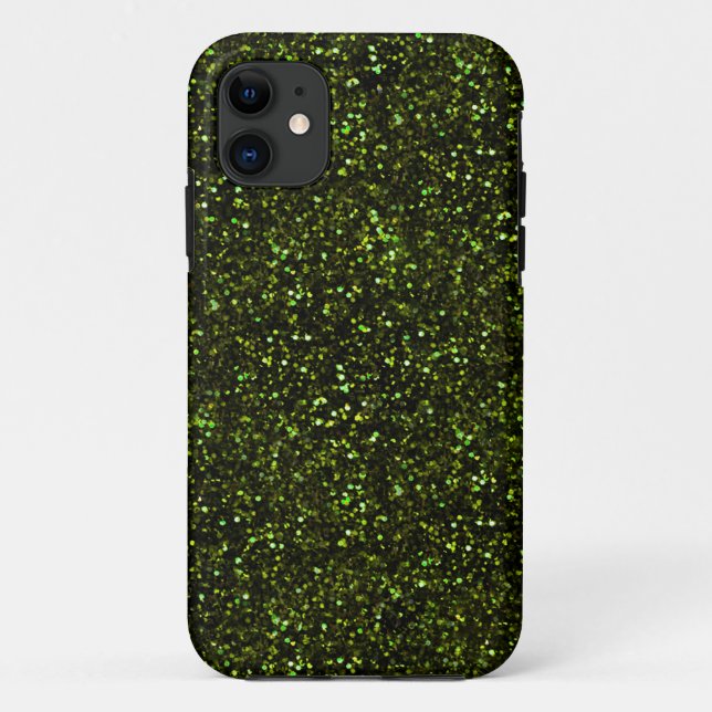 Funda De Case-Mate Para iPhone Purpurina verde de Apple oscuro (Reverso)