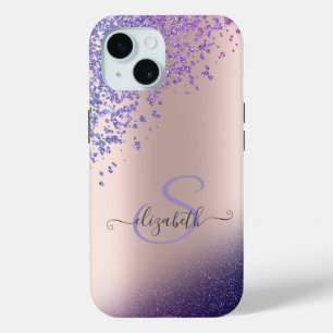 Funda Para iPhone 15 Purpurina violeta Ombre Diamonds
