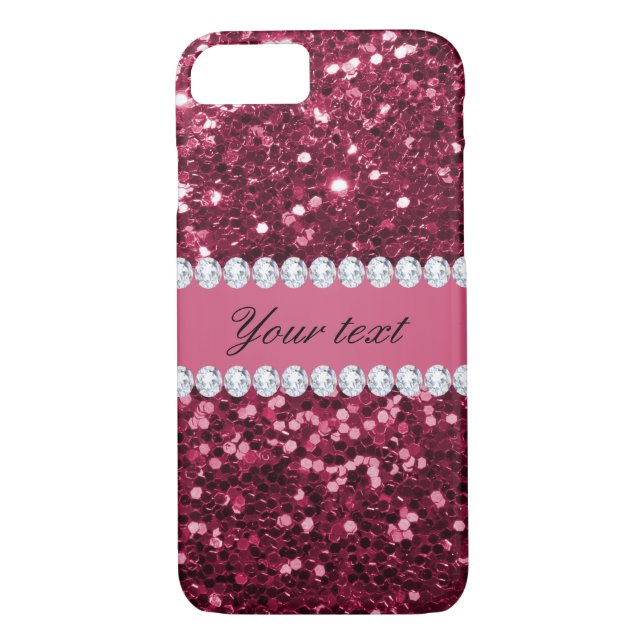 Funda De Case-Mate Para iPhone Purpurina y diamantes grandes de las rosas fuertes (Reverso)