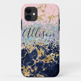 Funda Para iPhone 11 Purpurina y mármol personalizado