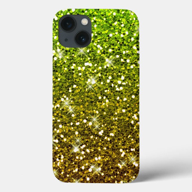 Funda De Case-Mate Para iPhone Purpurinas de oro verde brillante (Reverso)