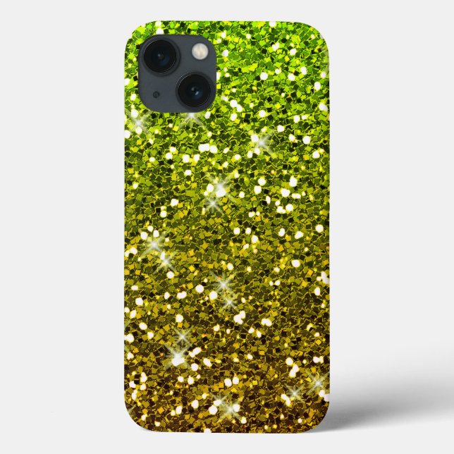 Funda De Case-Mate Para iPhone Purpurinas de oro verde brillante (Reverso)