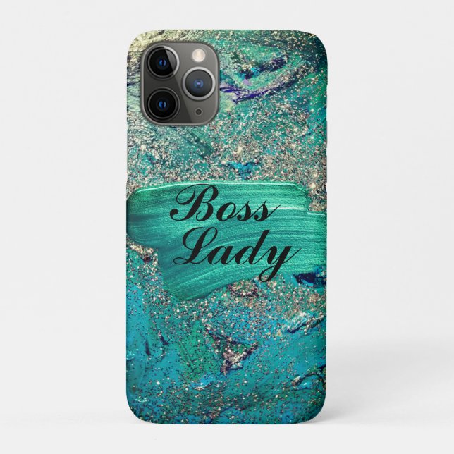 Funda De Case-Mate Para iPhone Purpurinoso Aqua Paint sorprende al Jefe Lady (Reverso)