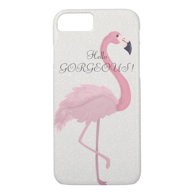 Funda De Case-Mate Para iPhone Purpurinoso de Flamingo Rosa-Hola Gorgeo (Reverso)