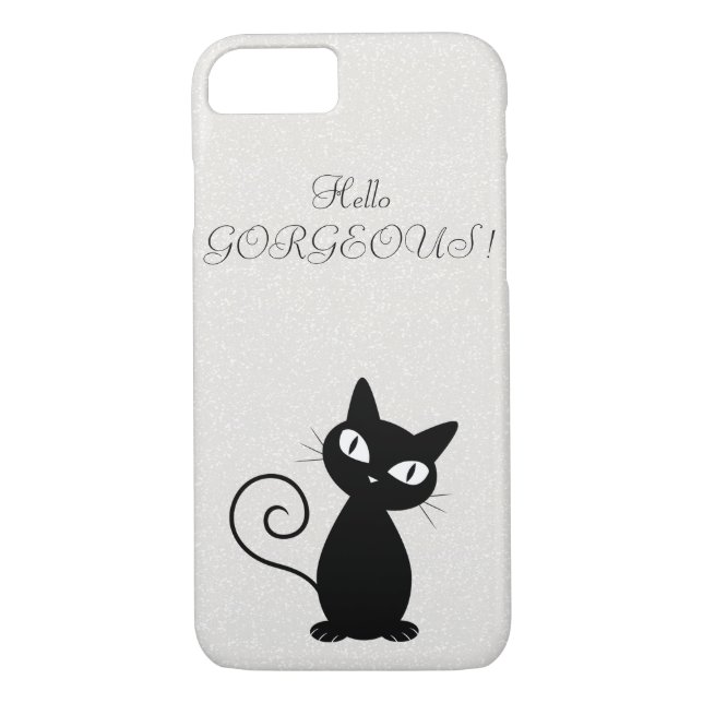 Funda De Case-Mate Para iPhone Purpurinoso de gato negro raro y caprichoso, guapo (Reverso)