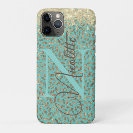 Funda Para iPhone 11 Pro Purpurinoso de moda Feathers Monograma Funda-Mate