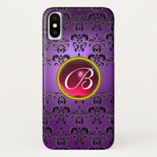 TITLE_SEO2 PÚRPURO DAMASK NEGRO PINK FUCHSIA GEM MONOGRAM