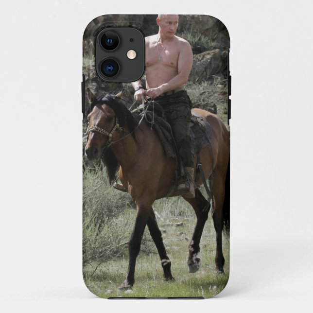 Funda De Case-Mate Para iPhone Putin descamisado monta un caballo (Reverso)