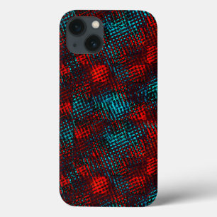 Funda Para iPhone 13 Quadriculados riscados azul claro e cor vermelho.