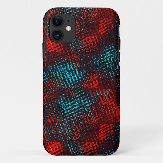 Funda De Case-Mate Para iPhone Quadriculados riscados em azul claro e vermelho. (Reverso)