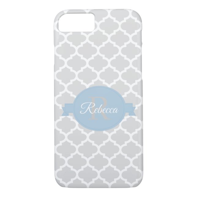 Funda De Case-Mate Para iPhone Quatrefoil azul cielo personalizado (Reverso)